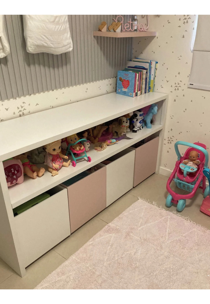 Organizador Infantil com Mesa e Caixas de Brinquedos