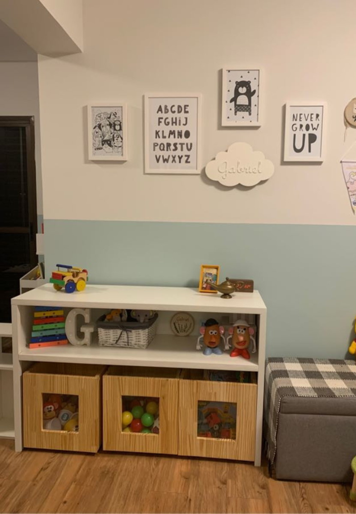 Estante Organizadora com Caixas de Brinquedos em Pinus