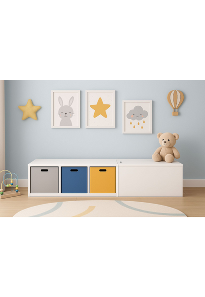 Banco/Sofá Organizador com Caixas e Baú de Brinquedos