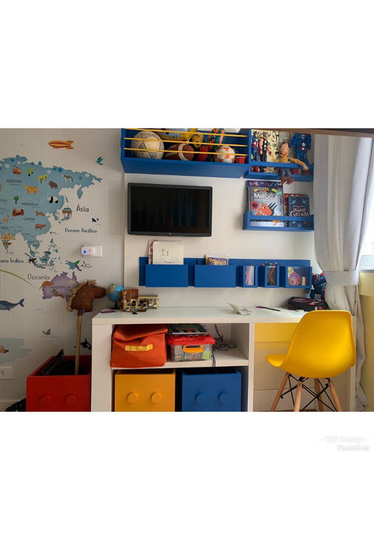 Kit Quarto Infantil – Mesa de Estudos, Organizador de Brinquedos e Prateleiras