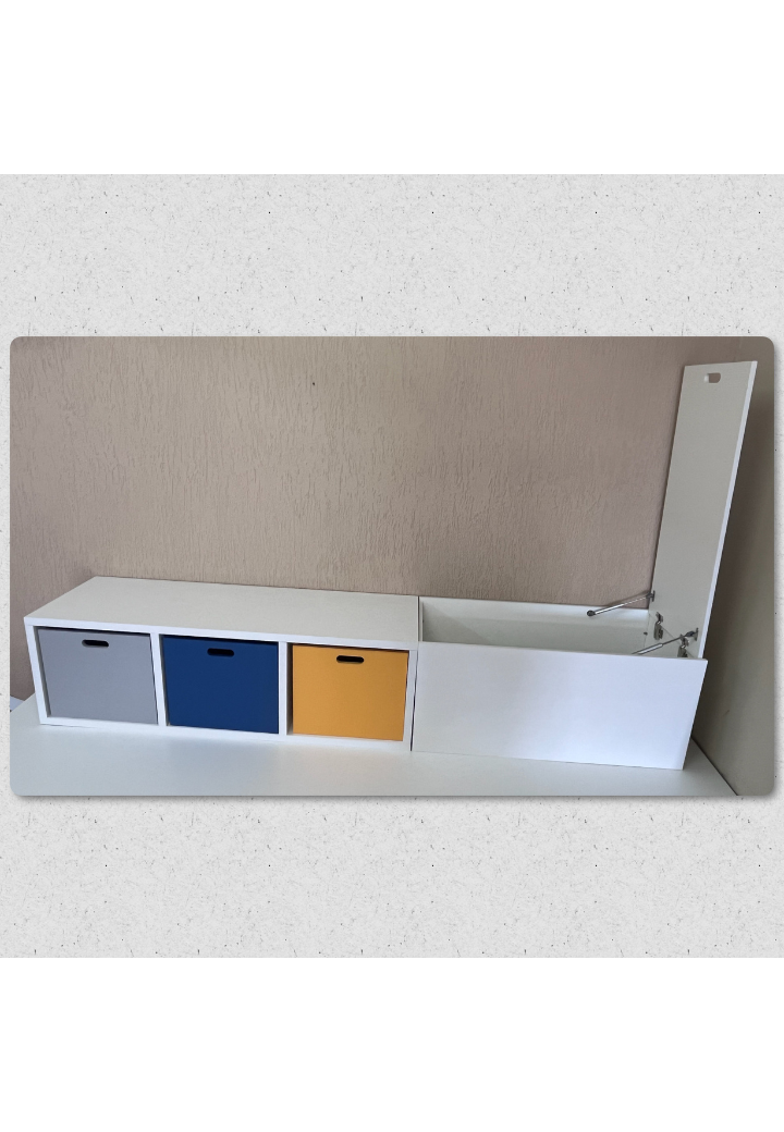 Banco/Sofá Organizador com Caixas e Baú de Brinquedos