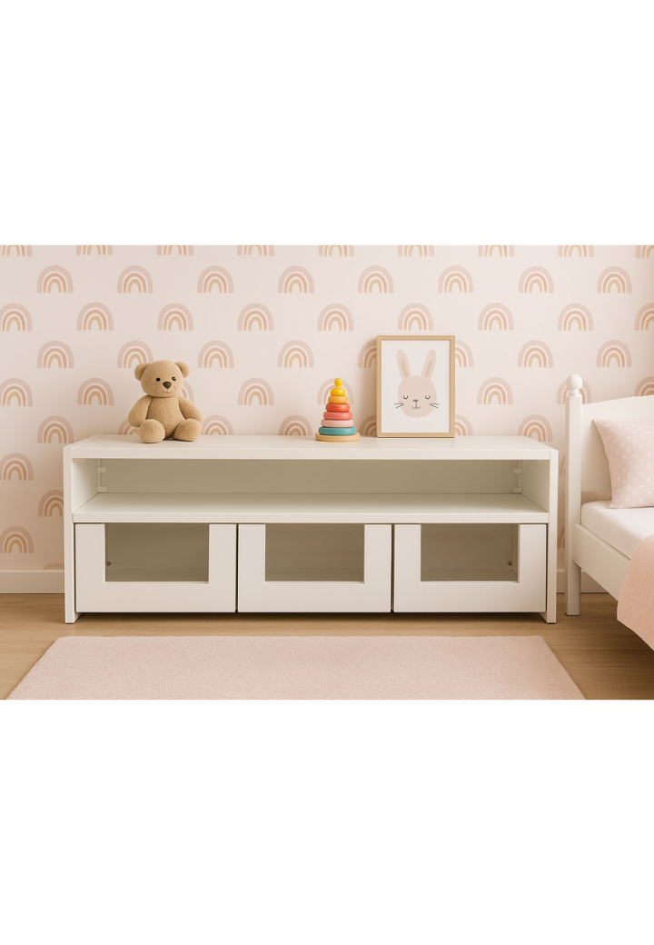 Organizador/Mesa com Caixas de Brinquedos